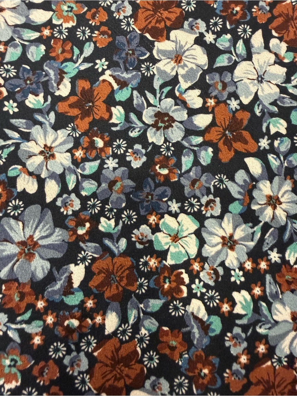 LOFT Floral Midi Skirt in Navy and Brown - Picture 3 of 5